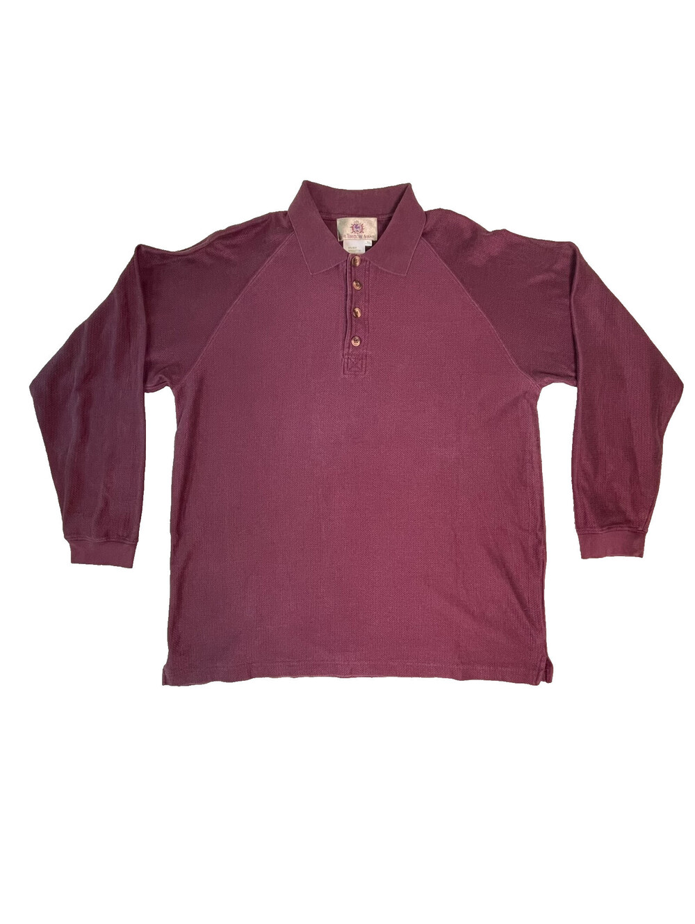 Vintage The Territory Ahead Silk Polo Mens XL Maroon Long Sleeve Preppy Classic
